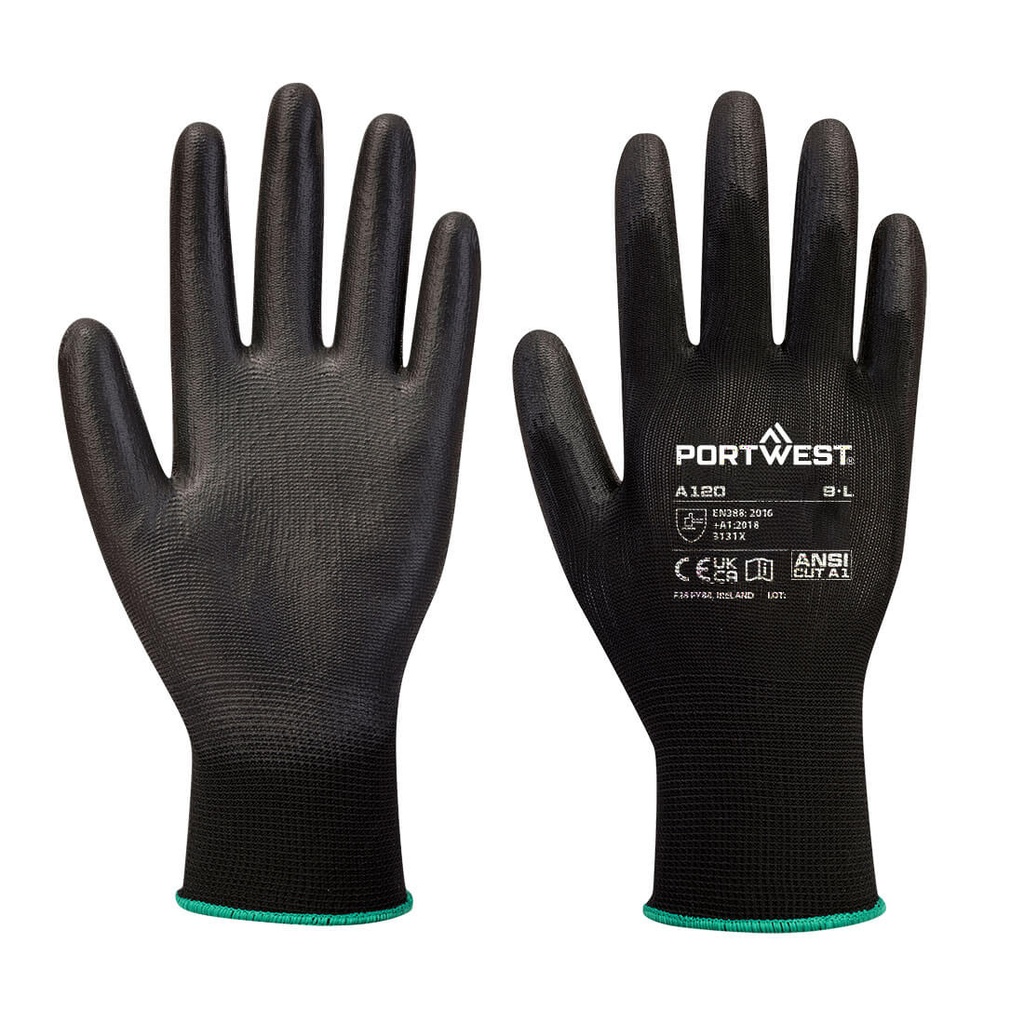 [A120BKRS] PU-Beschichteter-Handschuh - Schwarz (S)