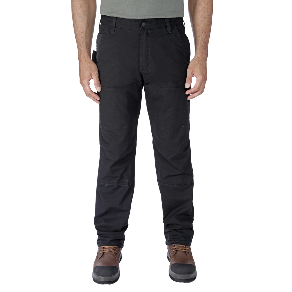 Relaxed Straight Steel Rugged Flex™ Ripstop Double-Front Dungaree - Black