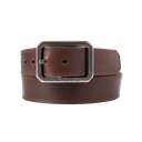 Leather Reversible Center Bar Buckle Belt - Dark Brown