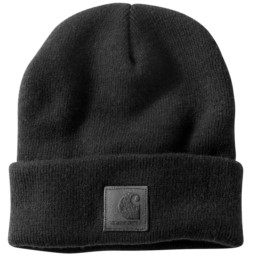 [101070-001OS] Leatherette Watch Cap Beanie - Black