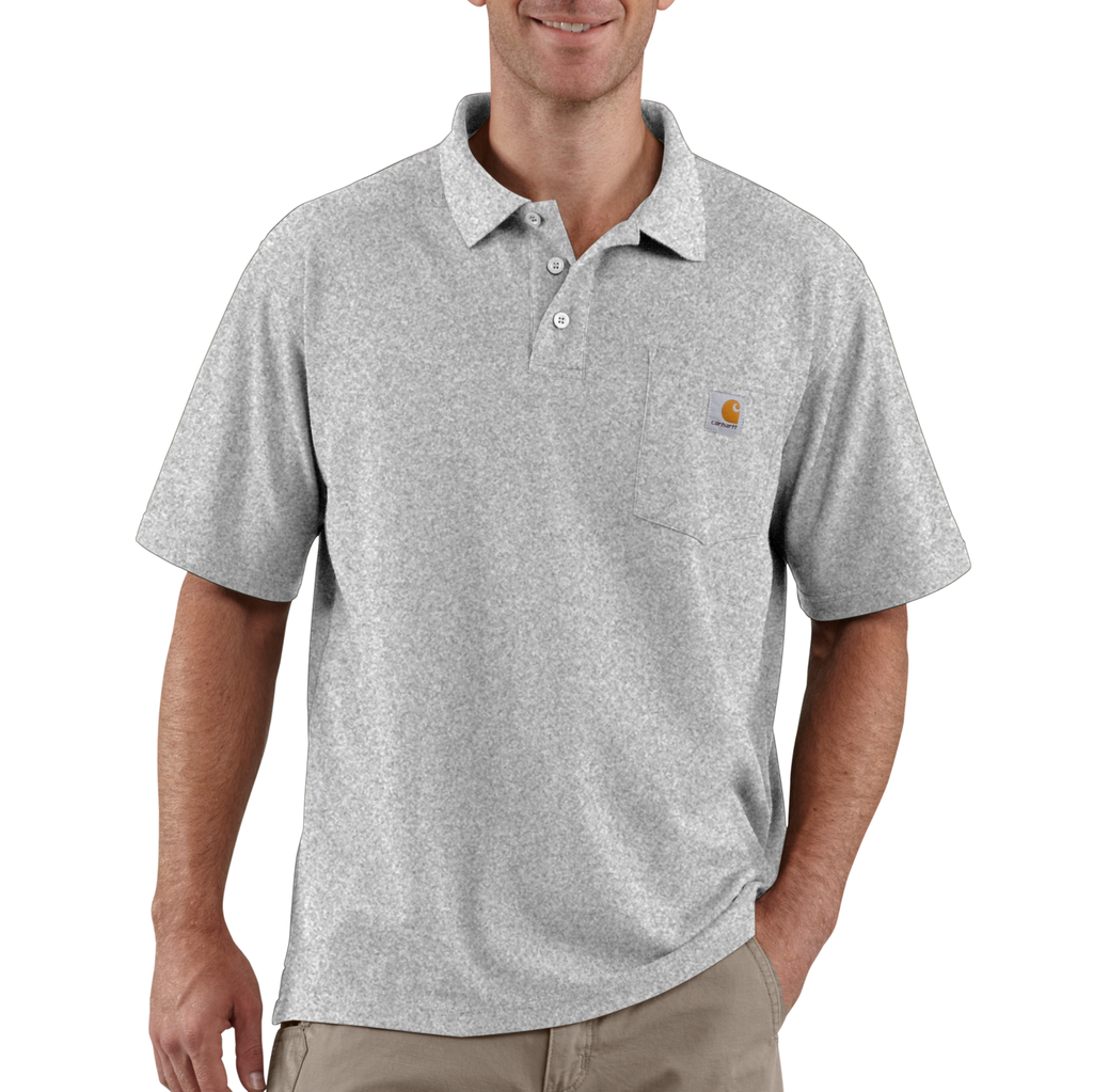 Loose Fit Midweight Short-Sleeve Pocket Polo - Heather Gray