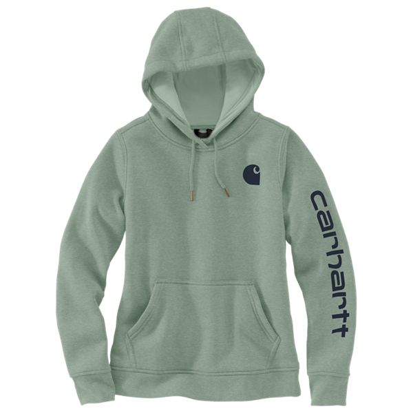 Clarksburg Sleeve Logo Long-Sleeve Hooded Sweatshirt for Ladies - Jade Heather - Small